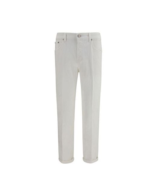 PT Torino Gray White Cotton Slim Fit Jeans for men