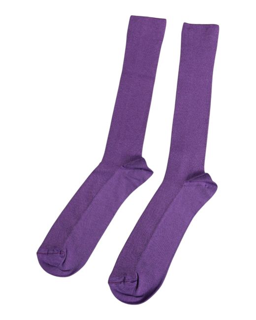 Dolce & Gabbana Purple Cotton Logo Over The Calf Socks for men
