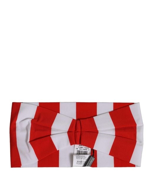 Dolce & Gabbana Red White Stripes Nylon Head Wrap One Size Headband