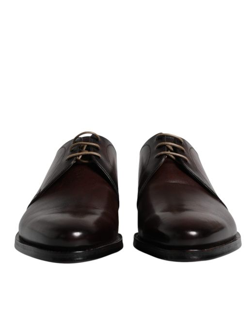 Dolce & Gabbana Brown Leather Lace Up Derby Formal Shoes for men