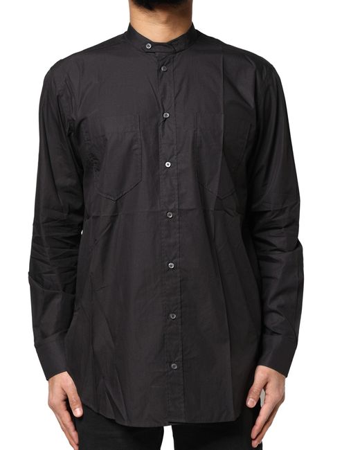 Dolce & Gabbana Black Cotton Button Down Casual Shirt for men