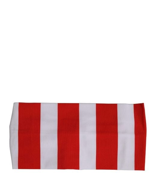 Dolce & Gabbana Red White Stripes Nylon Head Wrap One Size Headband