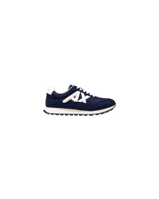 ARMANI EXCHANGE Blue Bicolor Polyester Athletic Sneakers for men