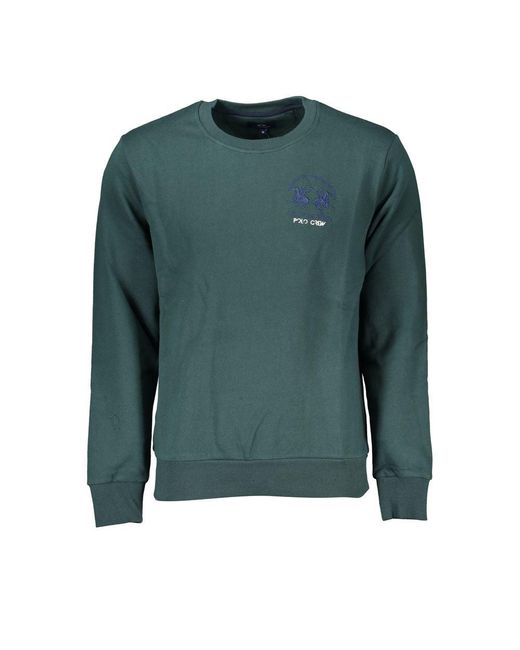 La Martina Green Emerald Crew Neck Cotton Sweater for men