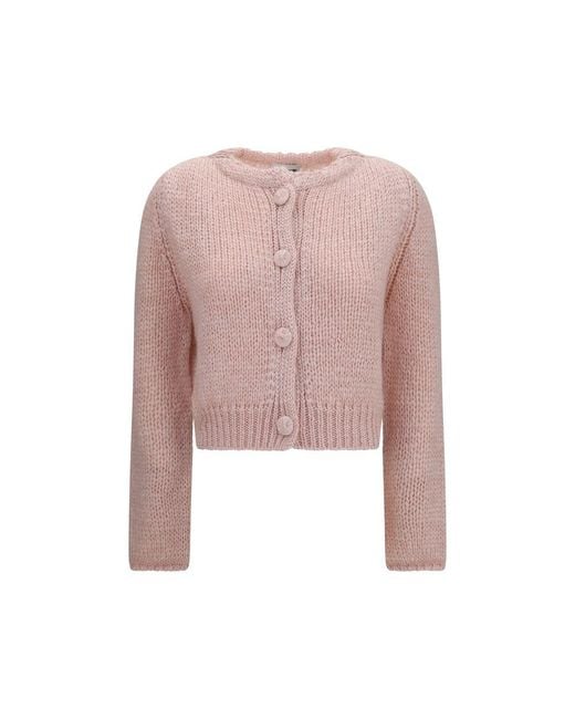 Forte_forte Pink Multicolor Silk Cardigan