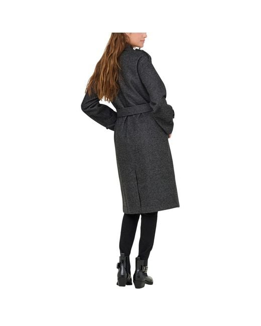 ONLY Black Gray Recycled Polyester Coat