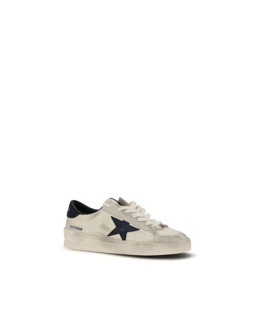 Golden Goose Deluxe Brand White Beige Calf Leather Bos Taurus Athletic Sneakers for men