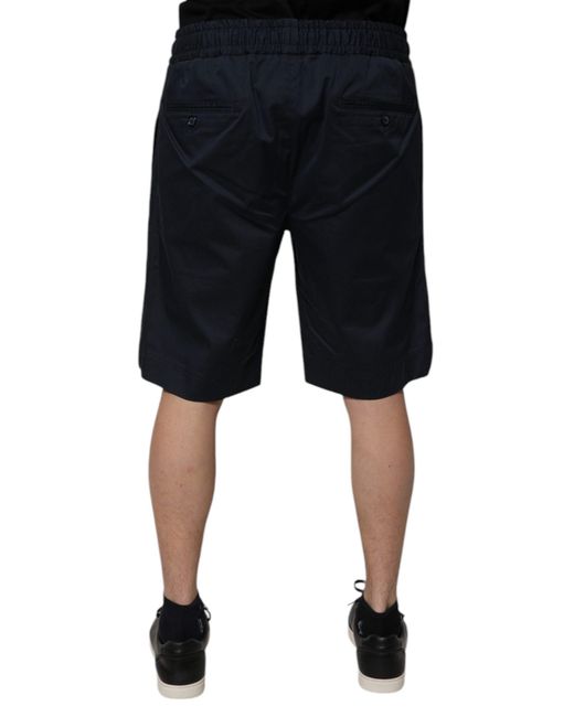 Dolce & Gabbana Dark Blue Cotton Mid Waist Men Bermuda Shorts for men