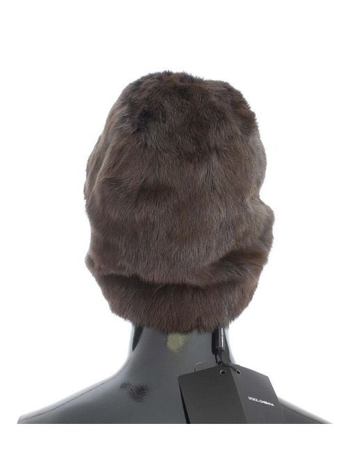 Dolce & Gabbana Black Weasel Fur Cashmere Hat Beanie