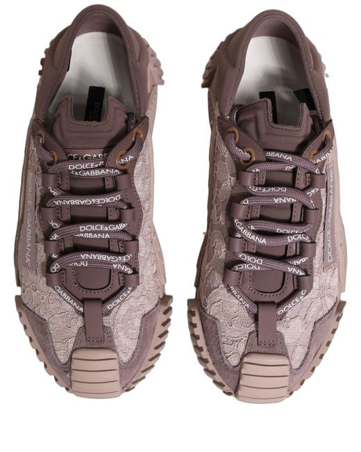 Dolce & Gabbana Pink Lace Ns1 Low Top Sneaker Sports Shoes