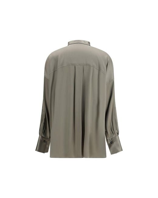 Brunello Cucinelli Gray Bicolor Silk Shirt