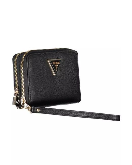 Guess Elegant Black Double Wallet With Zip Closure