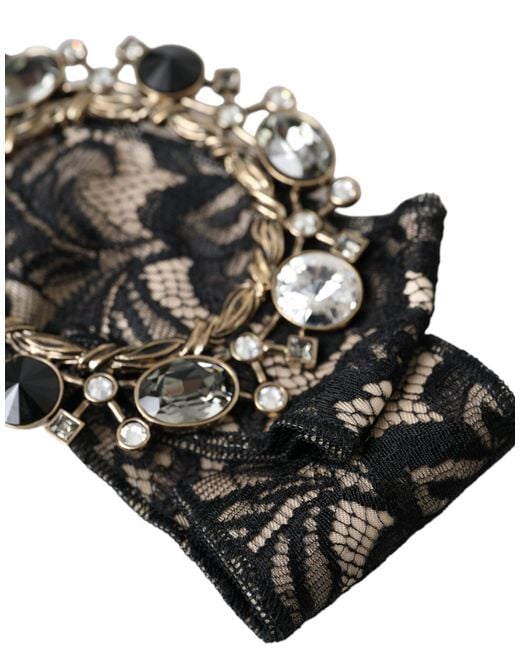 Dolce & Gabbana Black Lace Crystal Handmade Brooch Hair Pin