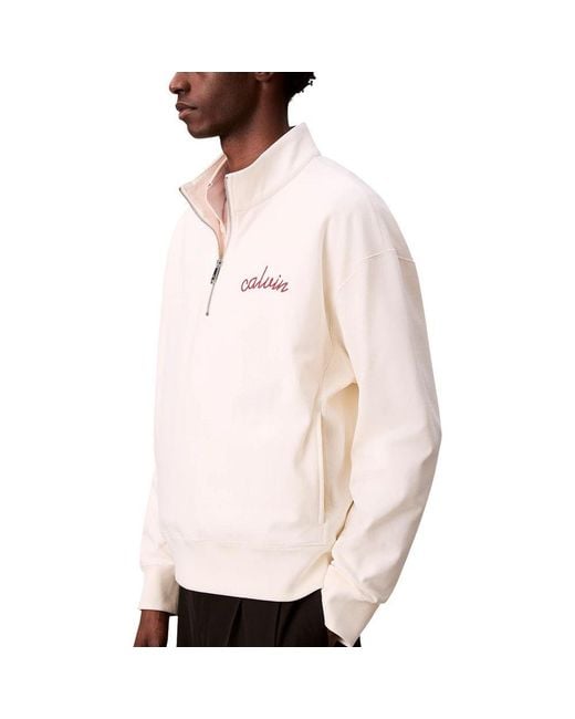 Calvin Klein White Cotton Sweatshirt for men