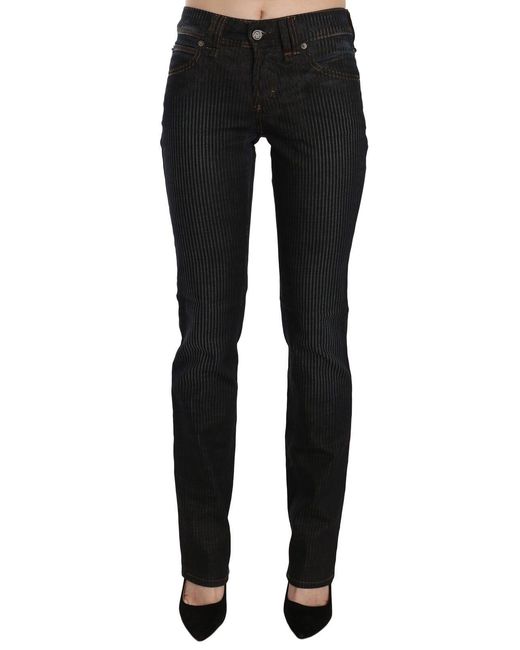 John Galliano Black Mid Waist Slim Fit Corduroy Denim Casual Pants
