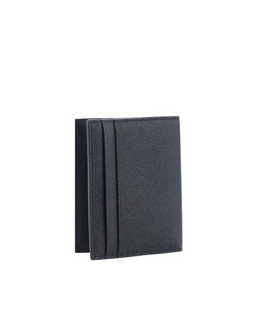 Ferragamo Blue Black Calf Leather Bos Taurus Wallet for men