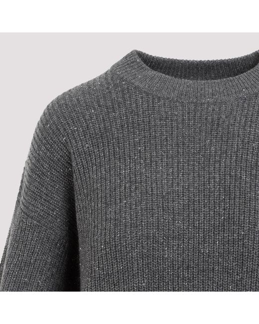 Brunello Cucinelli Gray Grey Micro Paillette Cashmere Sweater