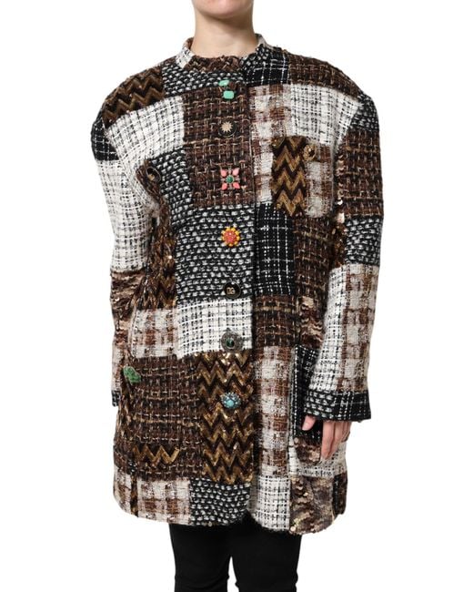 Dolce & Gabbana Black Multicolor Patchwork Button Down Jacket for men
