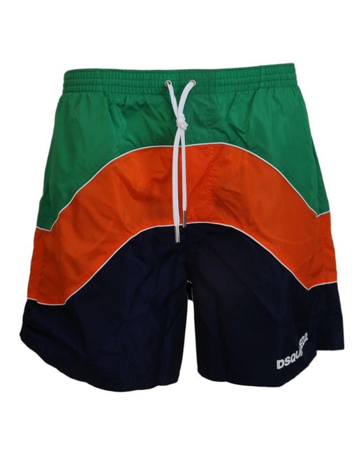 DSquared² Blue Dsqua² Logo Print Beachwear Swimwear Short for men