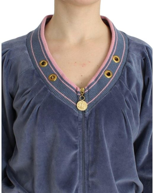 Roberto Cavalli Blue Elegant Zip Cardigan With Details