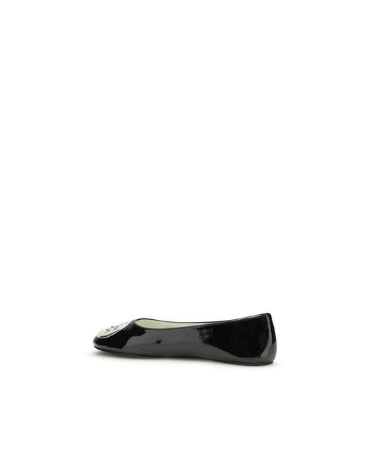 Tory Burch Black Calf Leather Bos Taurus Ballet Flats