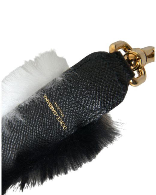 Dolce & Gabbana Black Lapin Fur Accessory Shoulder Strap