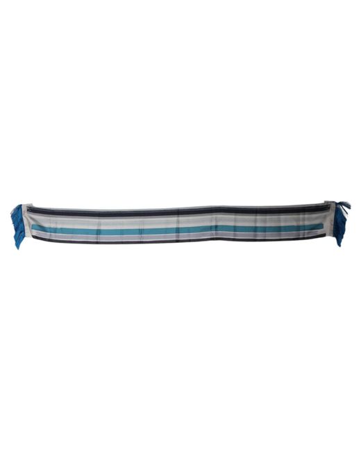 Dolce & Gabbana Blue Stripes Silk Fringes Neck Foulard Scarf for men