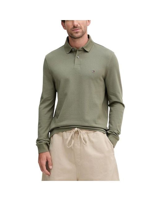 Tommy Hilfiger Green Bicolor Organic Cotton Long Sleeve T for men