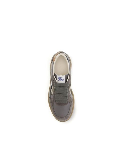 Burberry Gray Calf Leather Bos Taurus Low Top Sneakers for men