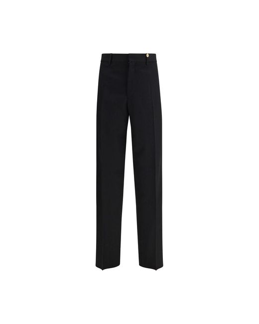 Versace Black Fleece Wool Dress Pants for men