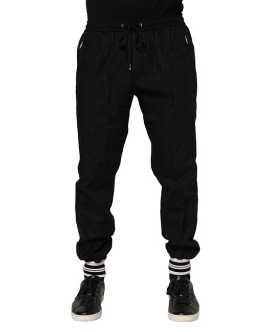 Dolce & Gabbana Black Drawstring Waist Track Pants for men
