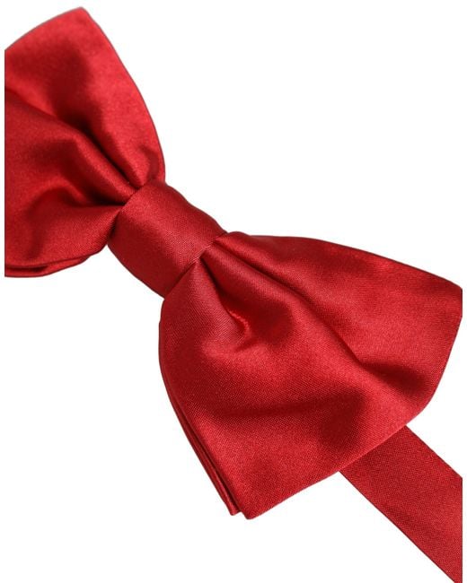 Dolce & Gabbana Men Red 100% Silk Adjustable Neck Papillon Bow Tie for men