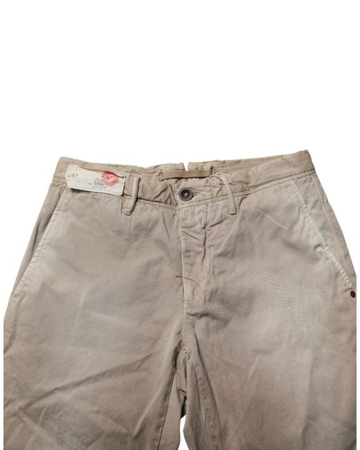 Incotex Natural Beige Mid Waist Straight Casual Chino Trouser Pants