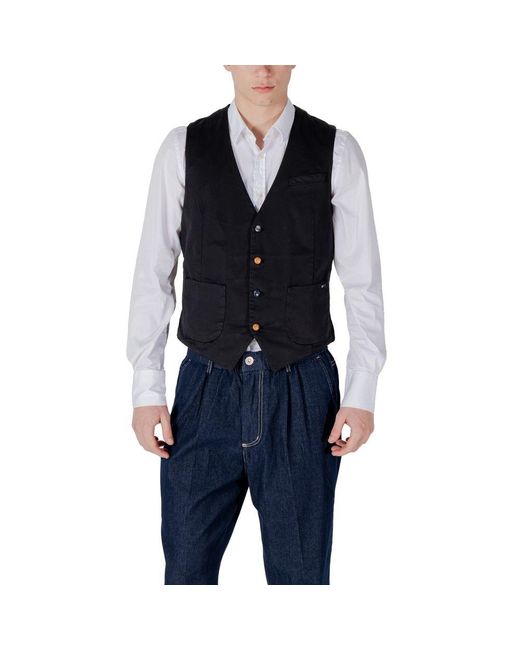 Gianni Lupo Blue Cotton Waistcoat for men