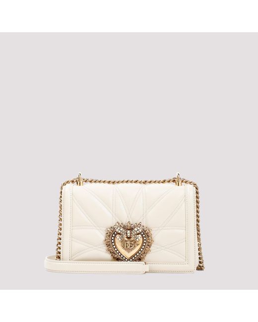 Dolce & Gabbana Natural Butter Leather Devotion Shoulder Bag