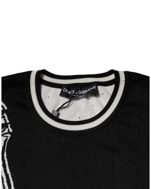 Dolce & Gabbana Black Guitar Pattern Knit Sweater for men