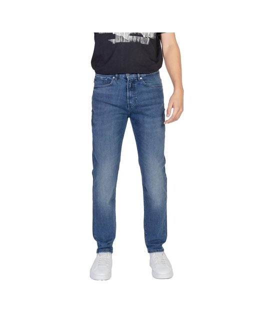 Boss Blue Cotton Relaxed Fit Jeans for men