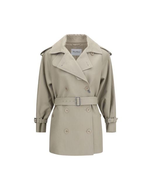 Max Mara Gray Beige Cotton Trench Coat