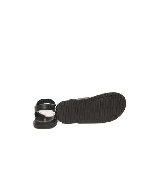 Cerruti 1881 Black Leather Crisscross Strap Sandals for men