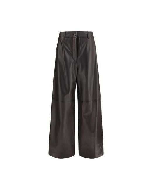 P.A.R.O.S.H. Gray Brown Leather Pants