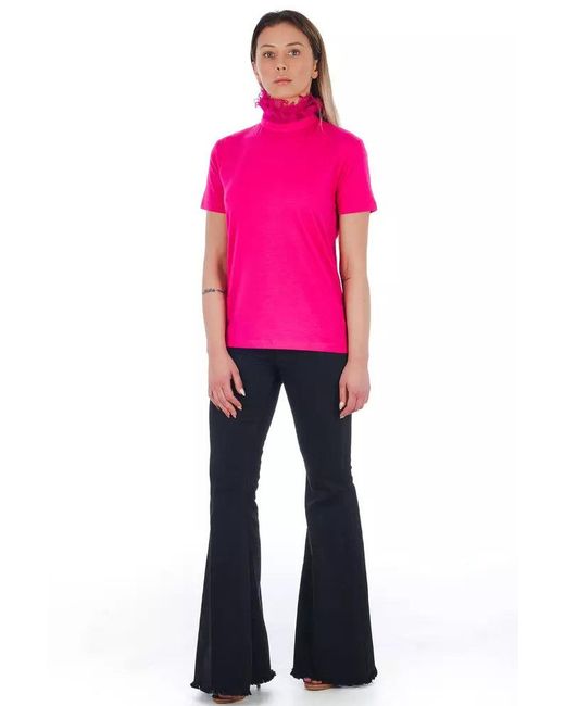 Frankie Morello Pink High Neck Short Sleeve Tops & T-shirt
