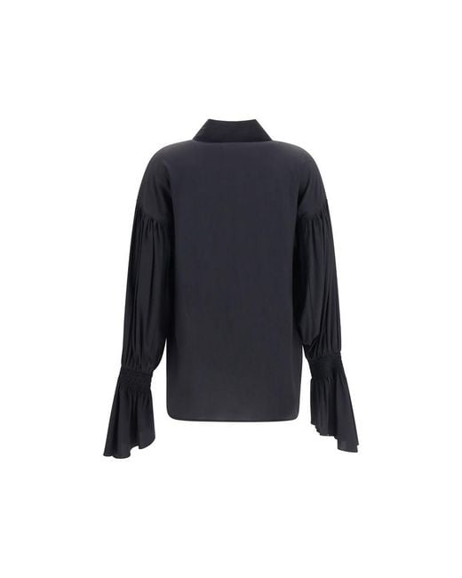 Ella Blue Black Silk Blouse