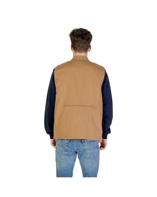 Vans Blue Beige Cotton Sleveless Jacket for men