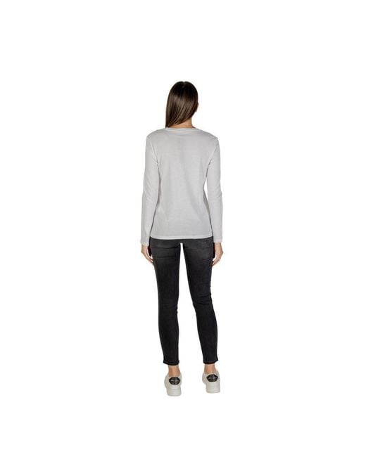ARMANI EXCHANGE Gray White Cotton Long Sleeve T