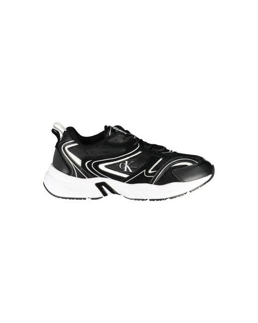 Calvin Klein Black Sleek Lace-Up Sneakers With Contrast Details for men