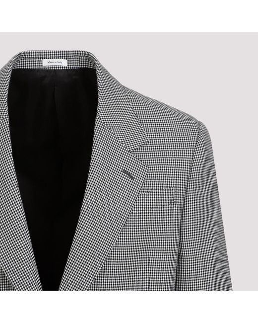 Alexander McQueen Black White Wool Jacket in Grey for Men | Lyst UK