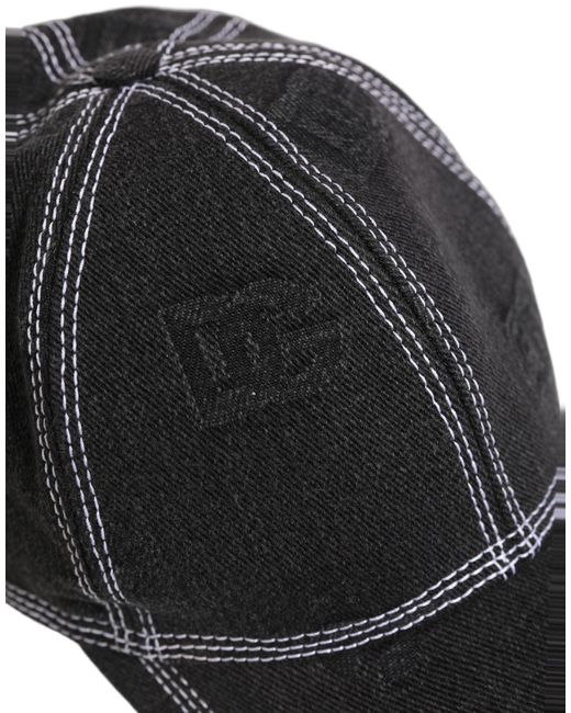 Dolce & Gabbana Gray Men Black Cotton 6 Panel Baseball Capello Hat for men