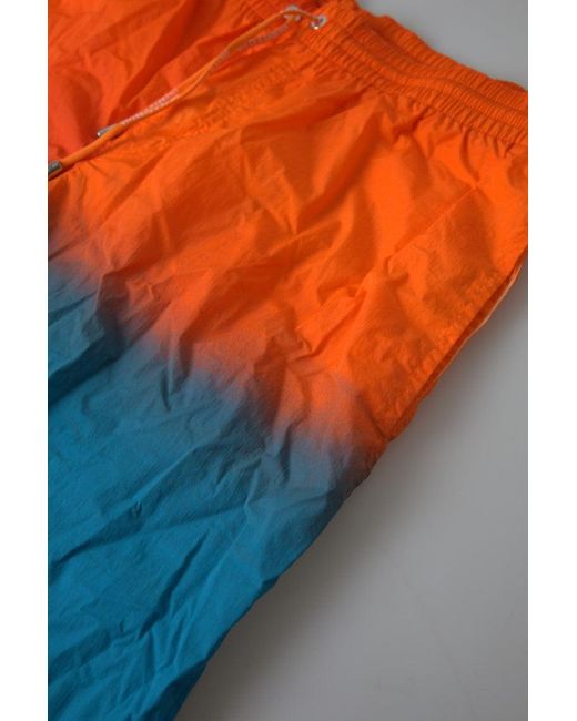 Dolce & Gabbana Orange Blue Gradient Beachwear Swimwear Shorts for men