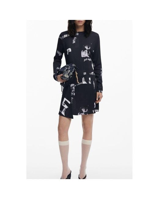 Desigual Blue Nero Viscosa Dress