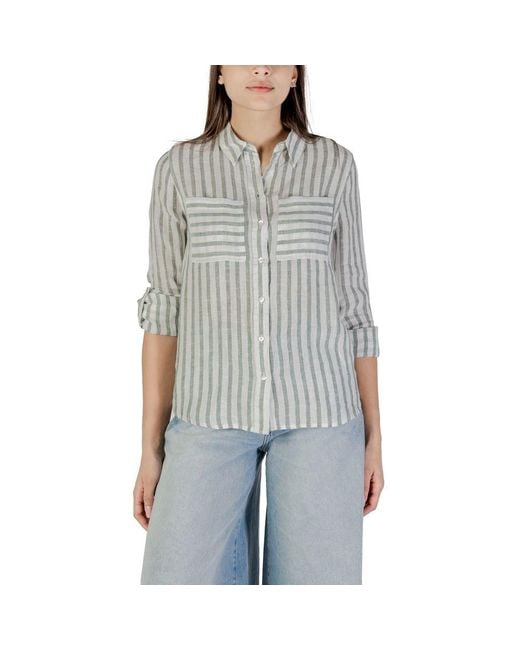 Street One Gray Green Linen Shirt